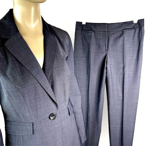 Classiques Entier Wool Blend 2 Piece Suit Set Blazer Jacket Size 6 Pants 8 Gray - Picture 5 of 12